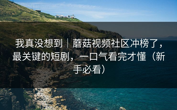 我真没想到｜蘑菇视频社区冲榜了，最关键的短剧，一口气看完才懂（新手必看）