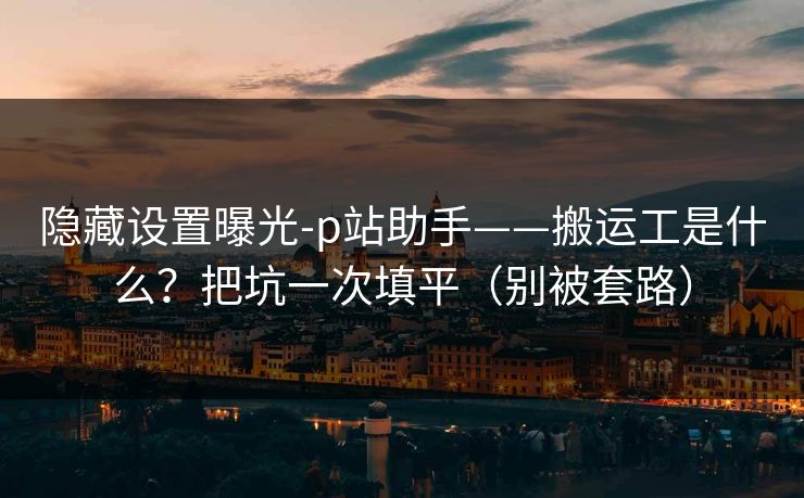 隐藏设置曝光-p站助手——搬运工是什么？把坑一次填平（别被套路）
