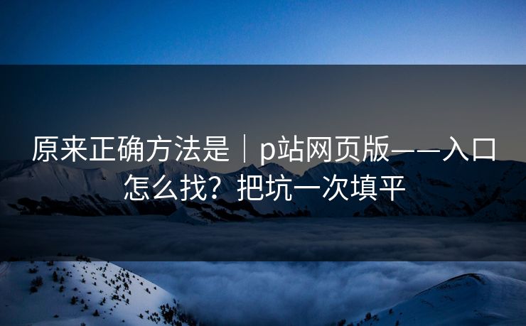 原来正确方法是｜p站网页版——入口怎么找？把坑一次填平