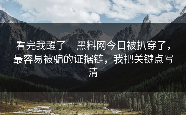 看完我醒了｜黑料网今日被扒穿了，最容易被骗的证据链，我把关键点写清
