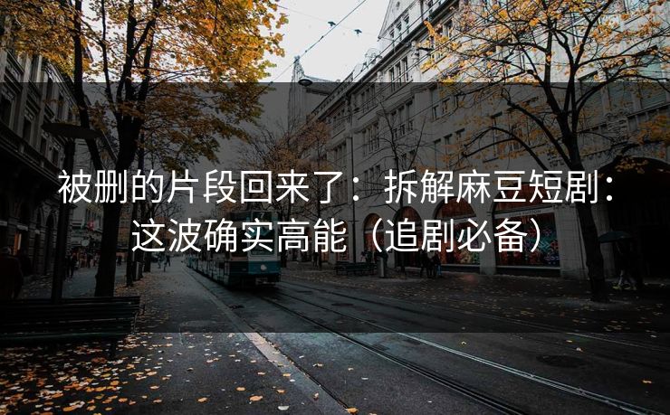 被删的片段回来了：拆解麻豆短剧：这波确实高能（追剧必备）