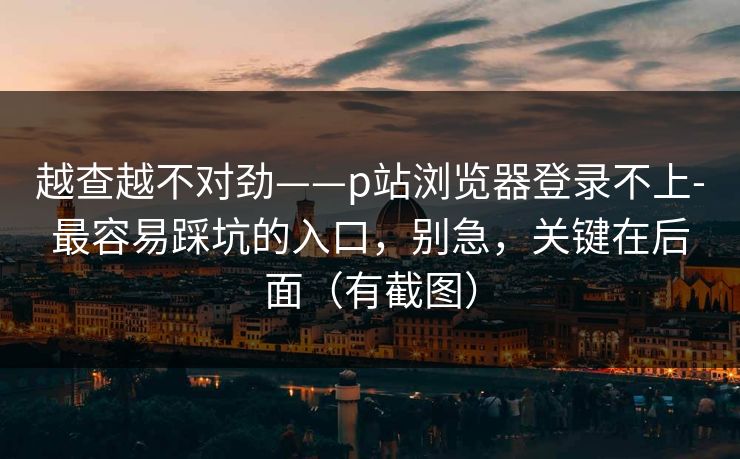 越查越不对劲——p站浏览器登录不上-最容易踩坑的入口，别急，关键在后面（有截图）