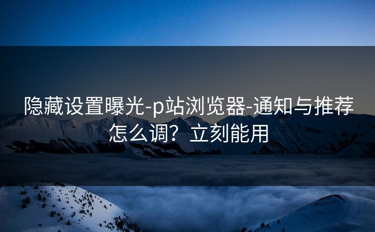 隐藏设置曝光-p站浏览器-通知与推荐怎么调？立刻能用