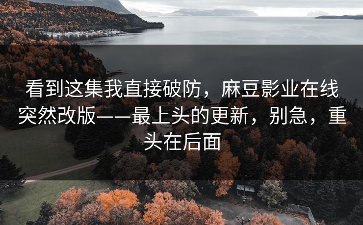 看到这集我直接破防，麻豆影业在线突然改版——最上头的更新，别急，重头在后面