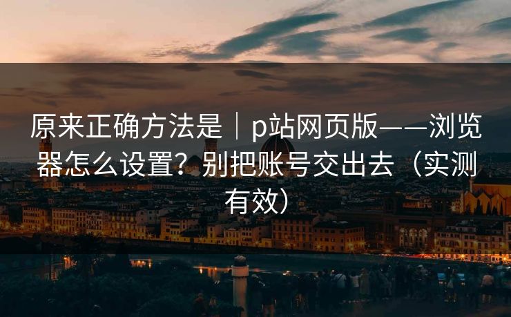 原来正确方法是｜p站网页版——浏览器怎么设置？别把账号交出去（实测有效）