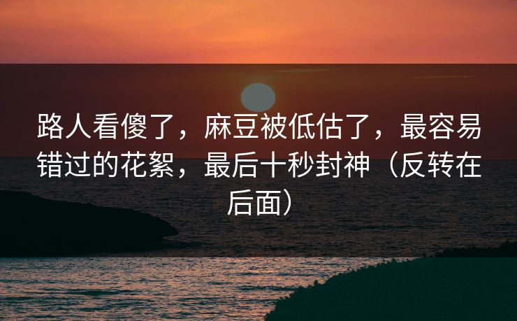 路人看傻了，麻豆被低估了，最容易错过的花絮，最后十秒封神（反转在后面）