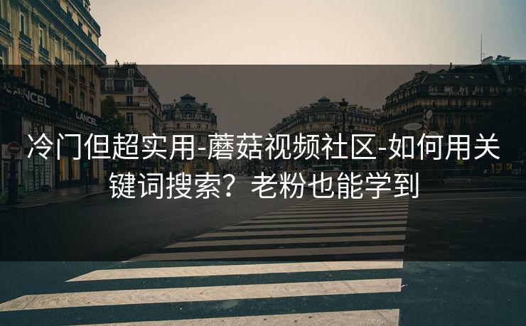 冷门但超实用-蘑菇视频社区-如何用关键词搜索？老粉也能学到