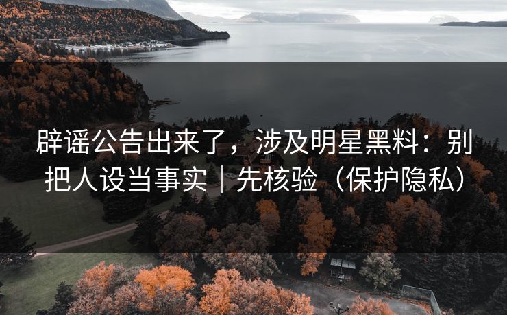 辟谣公告出来了，涉及明星黑料：别把人设当事实｜先核验（保护隐私）