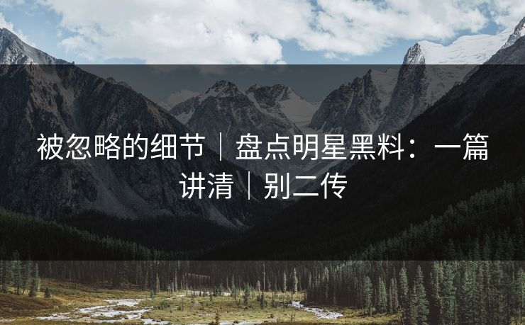 被忽略的细节｜盘点明星黑料：一篇讲清｜别二传