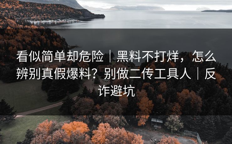 看似简单却危险｜黑料不打烊，怎么辨别真假爆料？别做二传工具人｜反诈避坑