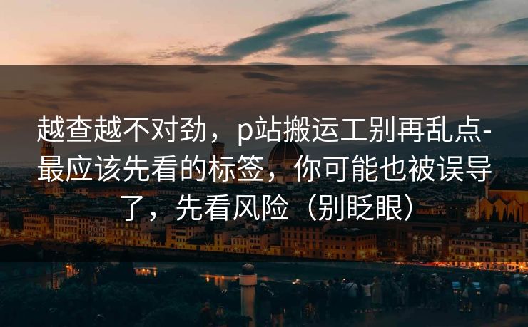 越查越不对劲，p站搬运工别再乱点-最应该先看的标签，你可能也被误导了，先看风险（别眨眼）