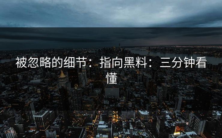被忽略的细节：指向黑料：三分钟看懂
