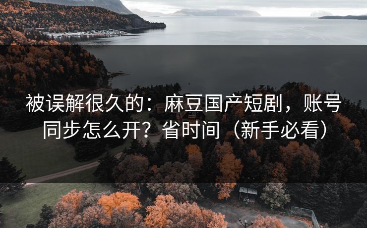 被误解很久的：麻豆国产短剧，账号同步怎么开？省时间（新手必看）