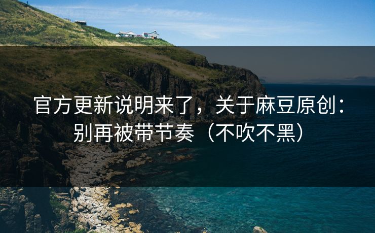官方更新说明来了，关于麻豆原创：别再被带节奏（不吹不黑）